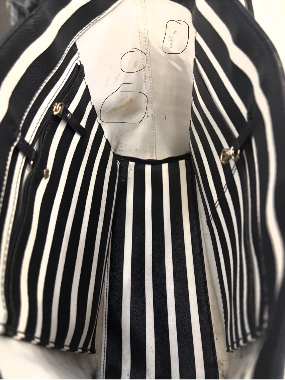 Kate Spade New York Black & White Striped Tote with Mint Trim - Picture 14 of 15